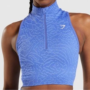 Gymshark Adapt Animal Seamless Crop 1/2 Zip - Court Blue